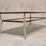 Italian coffee table metal & smoked glass ca 1970