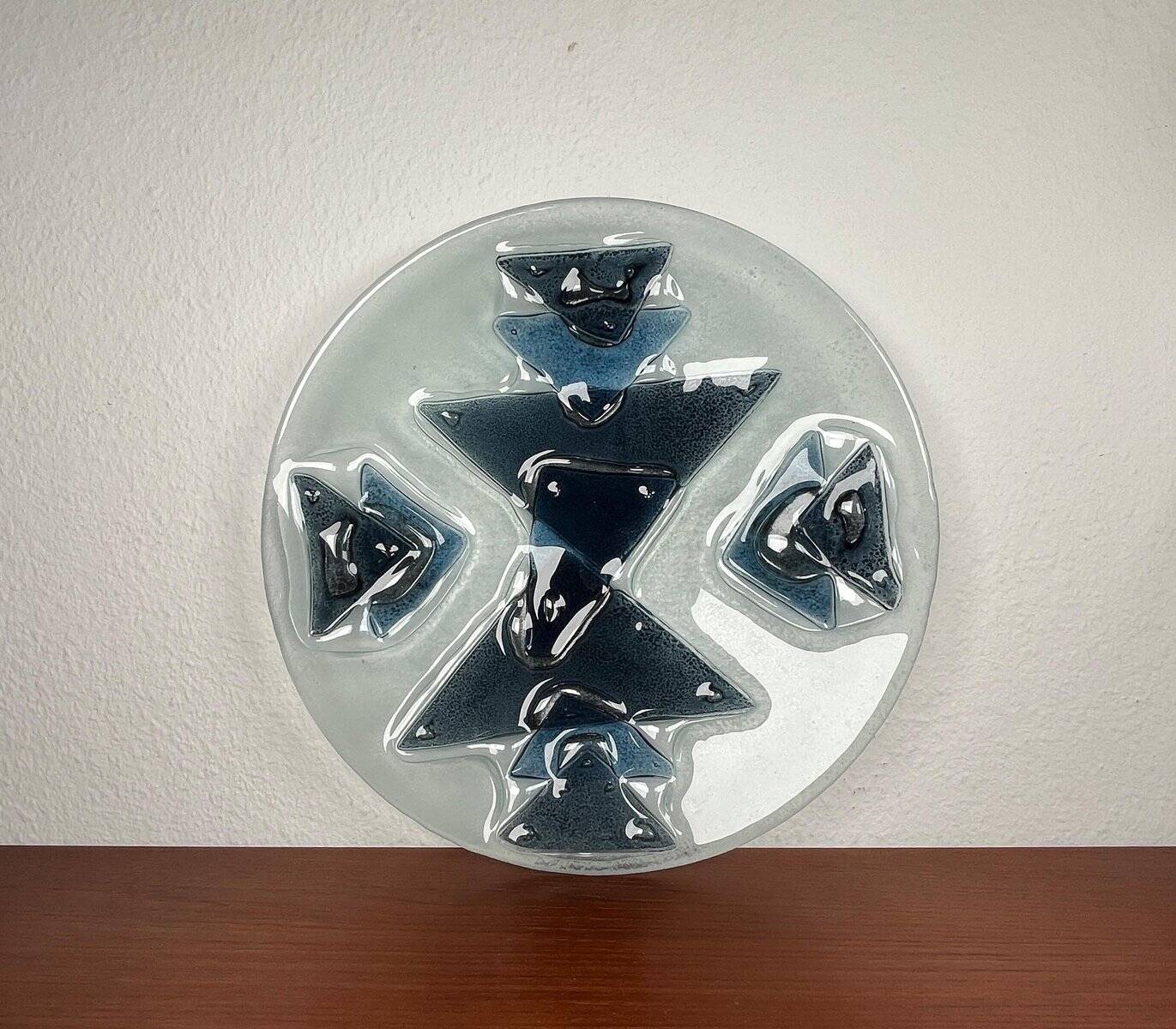 Large glass art bowl from mid-century Danish design, 1960s.
