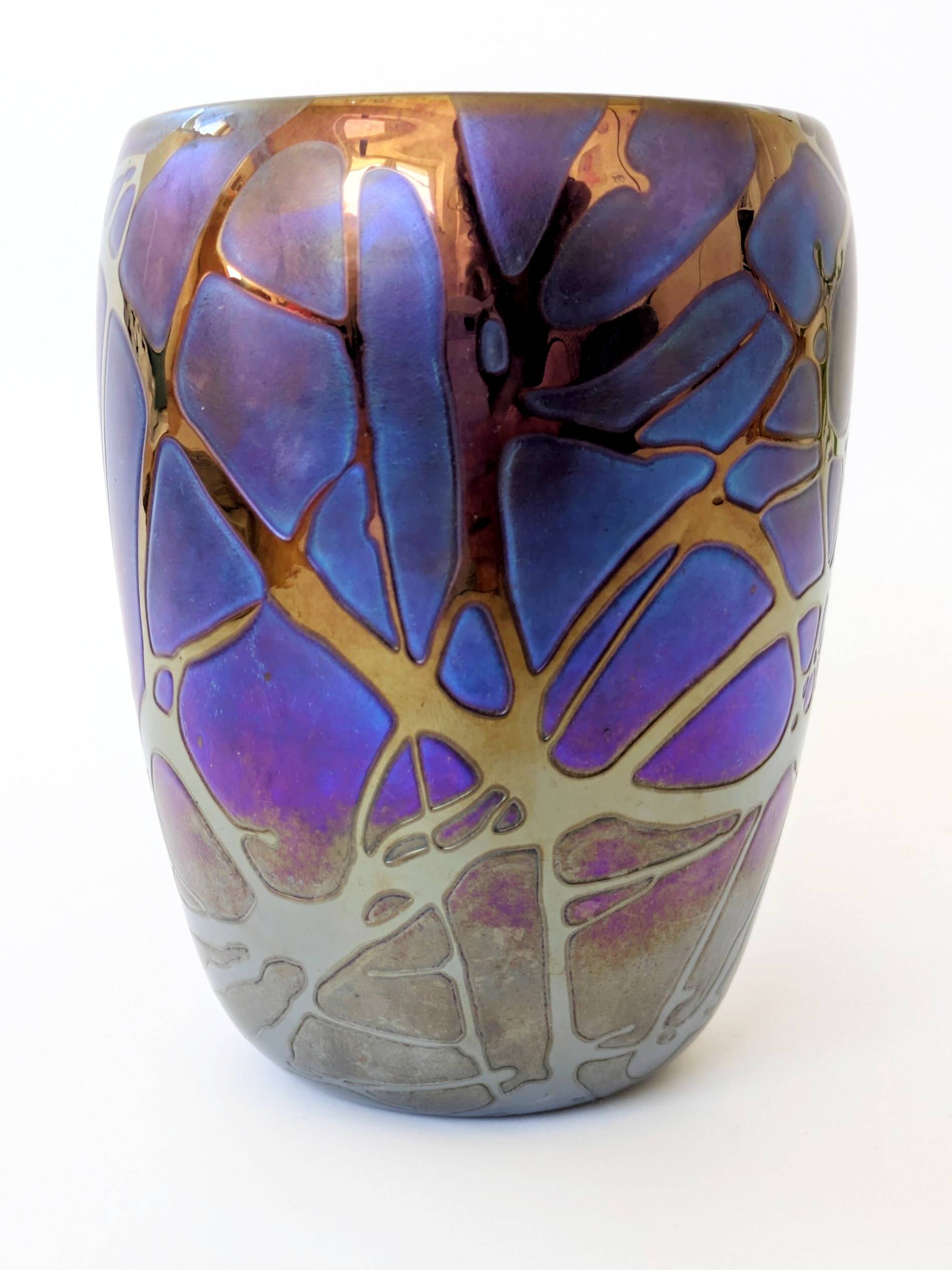 Rare Joska vase, Art Nouveau style, iridescent blown glass, Germany 1990