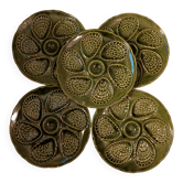 Set of 5 bottle green oyster slushie plates