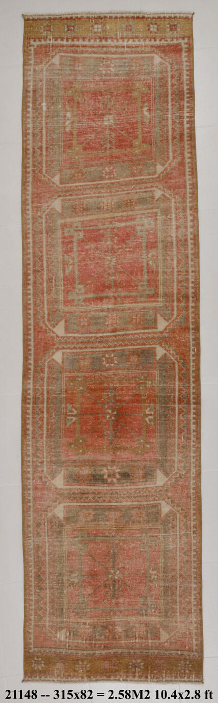 3x10 Turkish Vintage Runner Rug, 82x315Cm