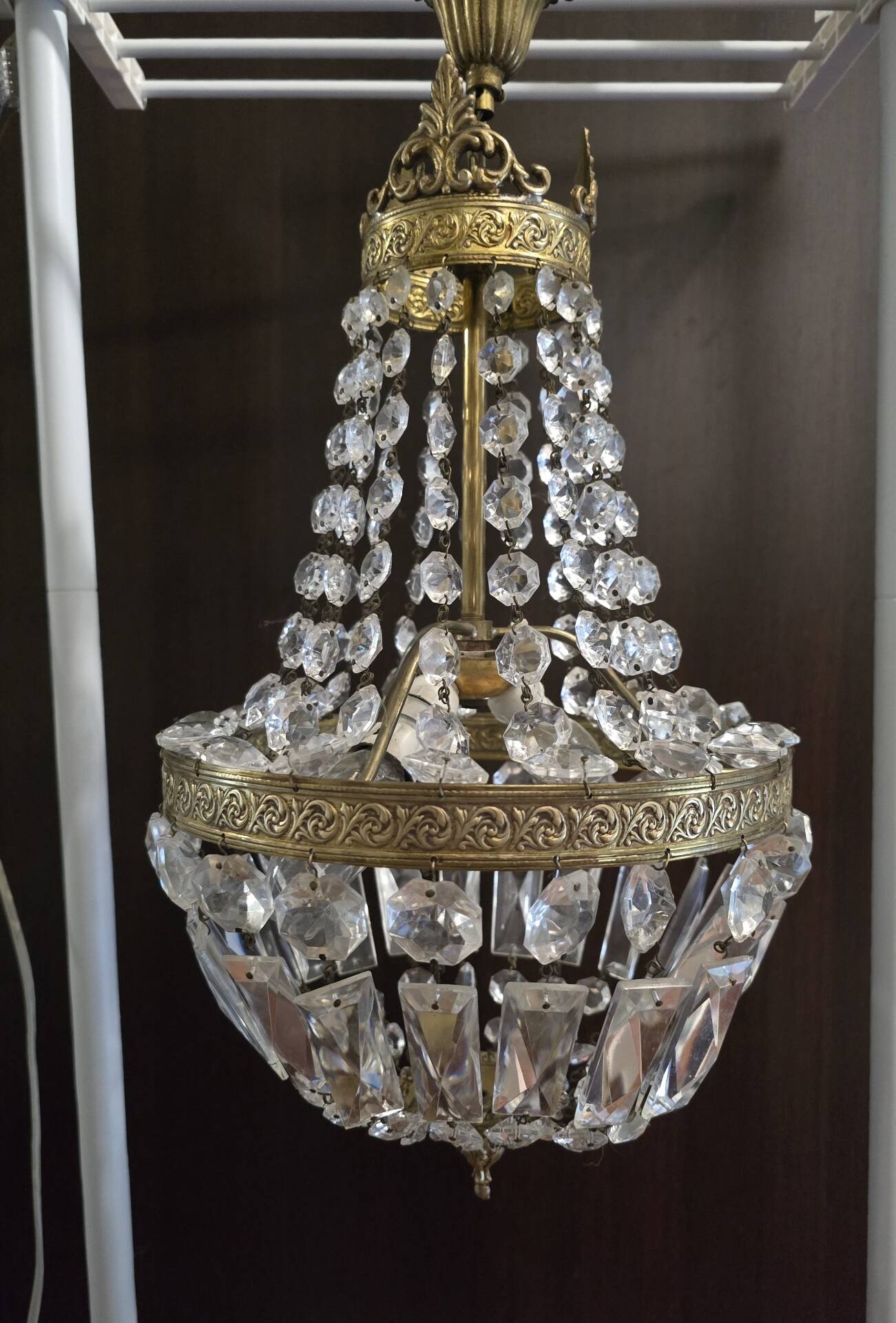 Lustre montgolfière verre et laiton