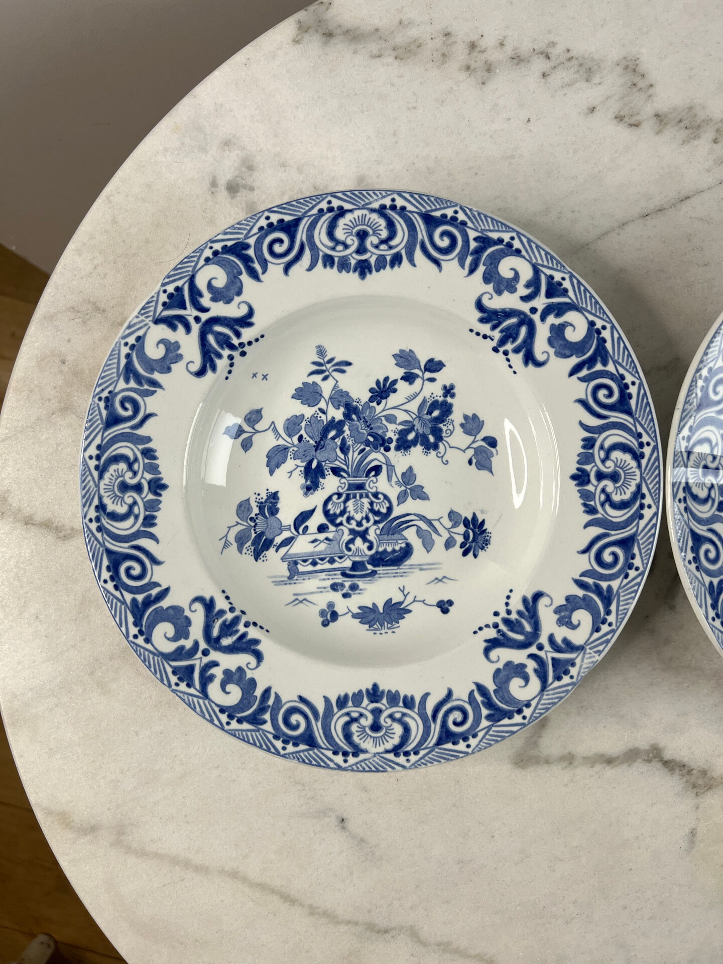 Assiette creuse ancienne Sarreguemines — Collection Shanghai lot de 2