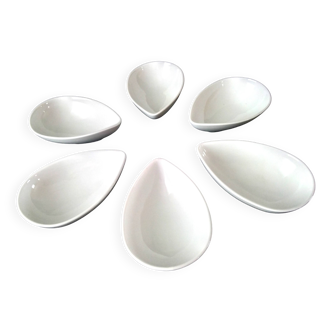 6 white Limoges porcelain avocado bowls
