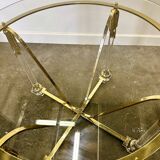 Brass and lucite dining table with beveled glass top, Italy 1980s.