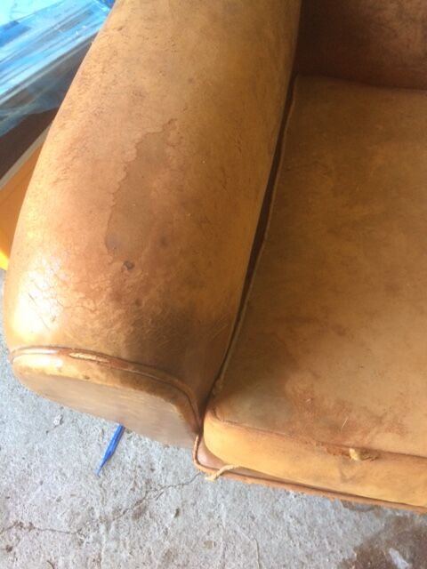 Old leather club armchair
