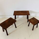 Nesting tables oak brutalist