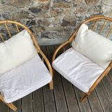 Pair rattan armchairs
