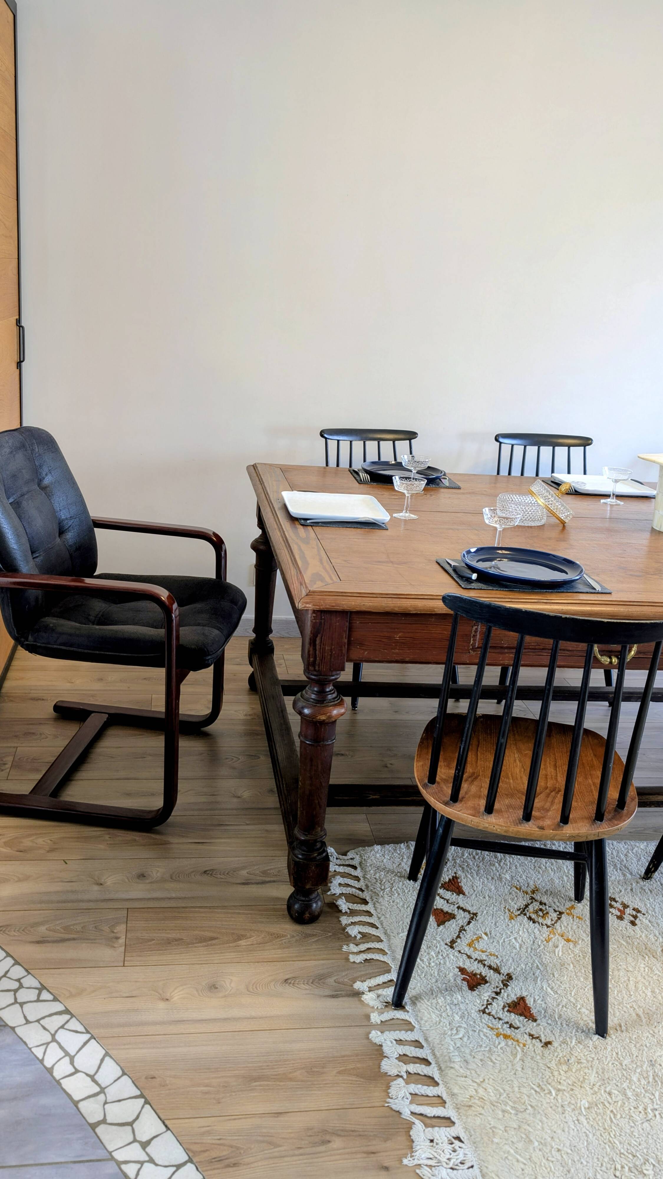 Large pitch pine table 230×140 – Early 20th century, warm and charming