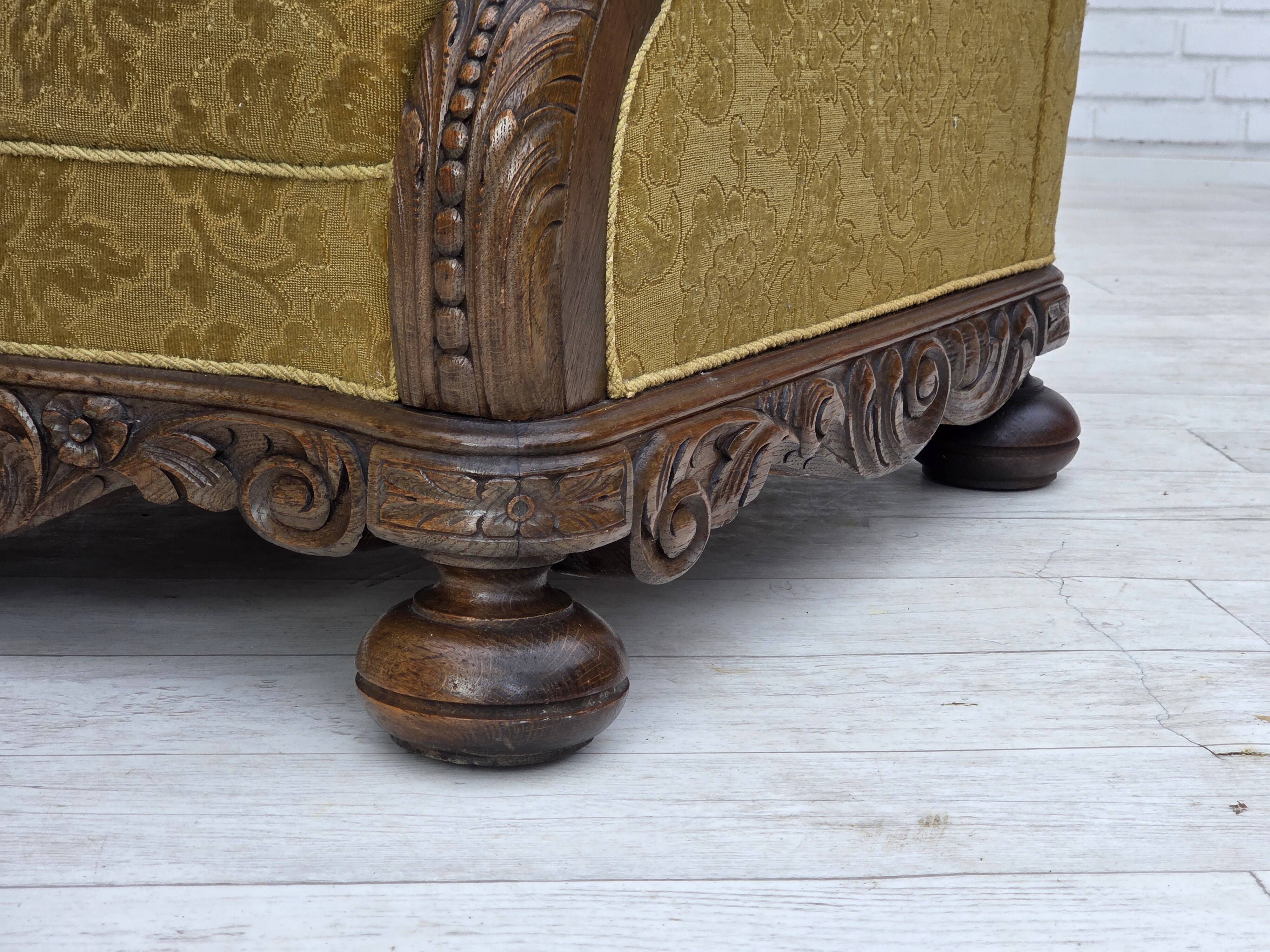 1960s, Danish armchair, furniture wool, solid oak wood.