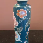 Large duck green ceramic vase with floral decoration - Handmade in Macau