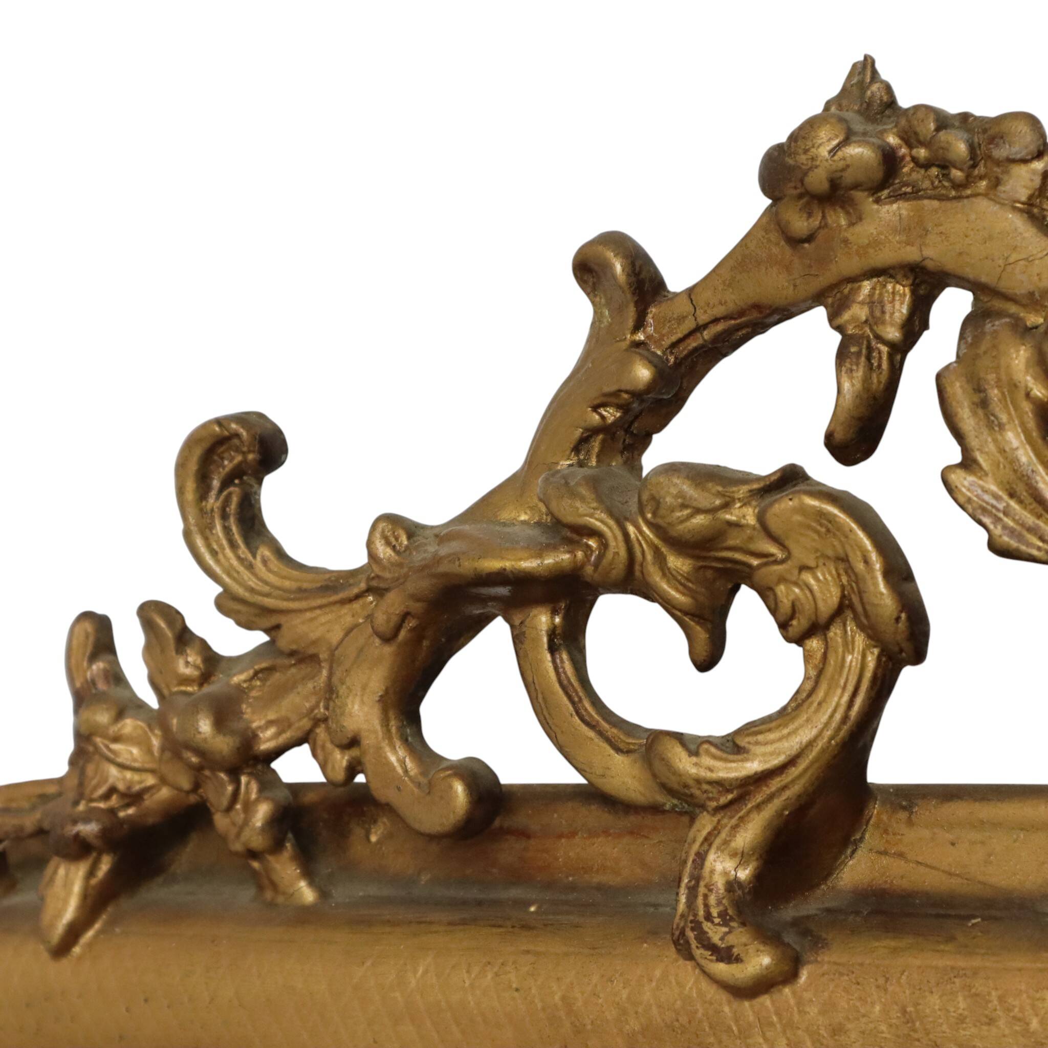 Miroir doré français Louis Philippe antique, fin du 19e siècle