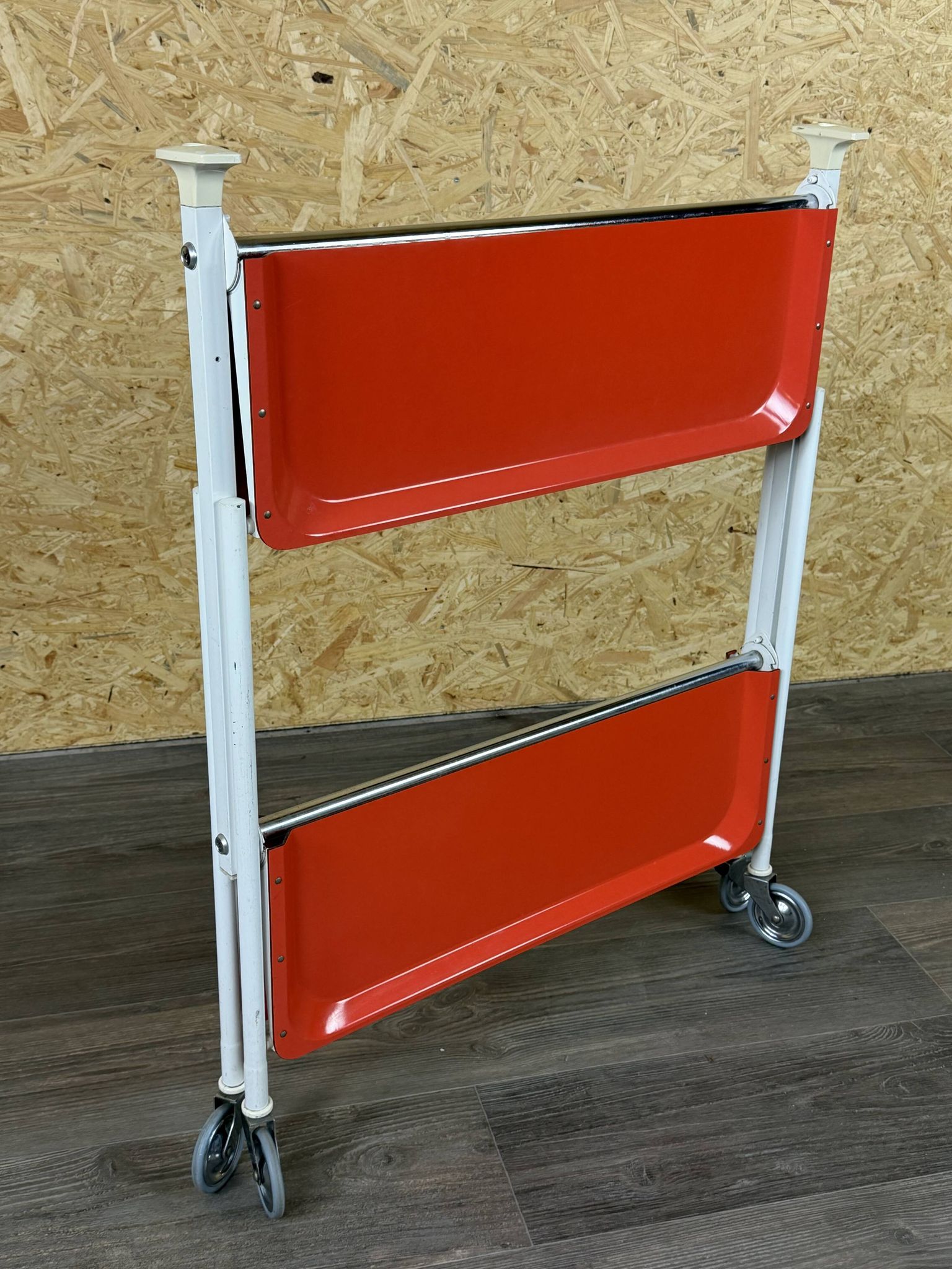 1960s 1970s Serving Cart Dinette Side Table Orange Space Age Design