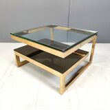 Table basse plaquée or 23 carats, années 1970