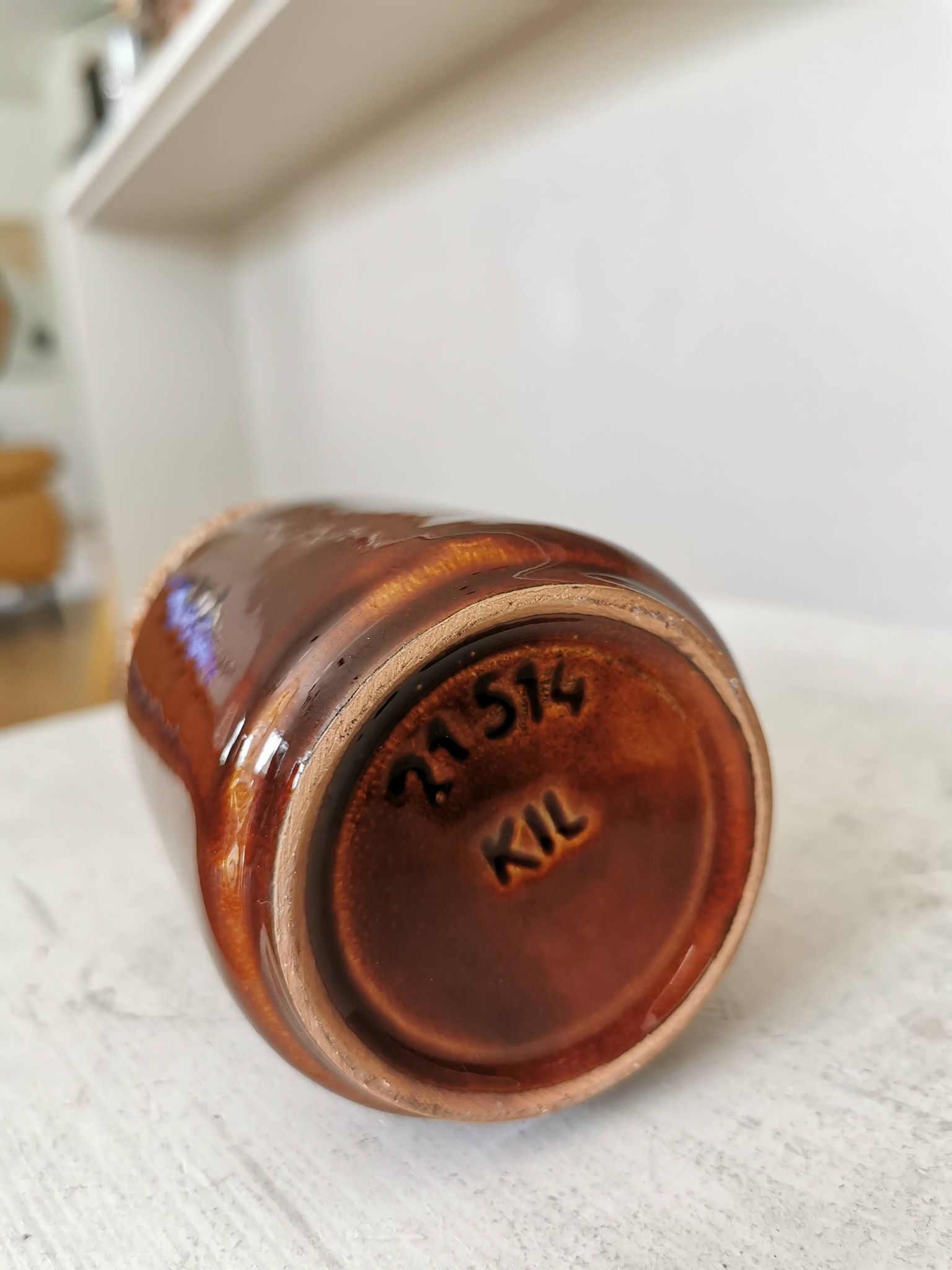 Vintage KIL Yugoslavia Ceramic Vase: Speckled Brown Glaze, 1970s Rustic Pot