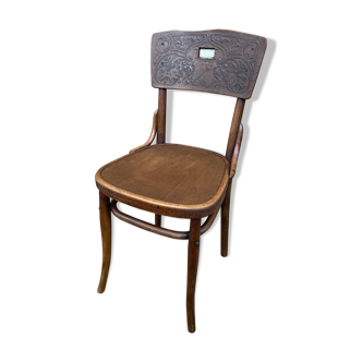 Viennese curved wooden theatre chair Thonet Nr 57 colmar logo