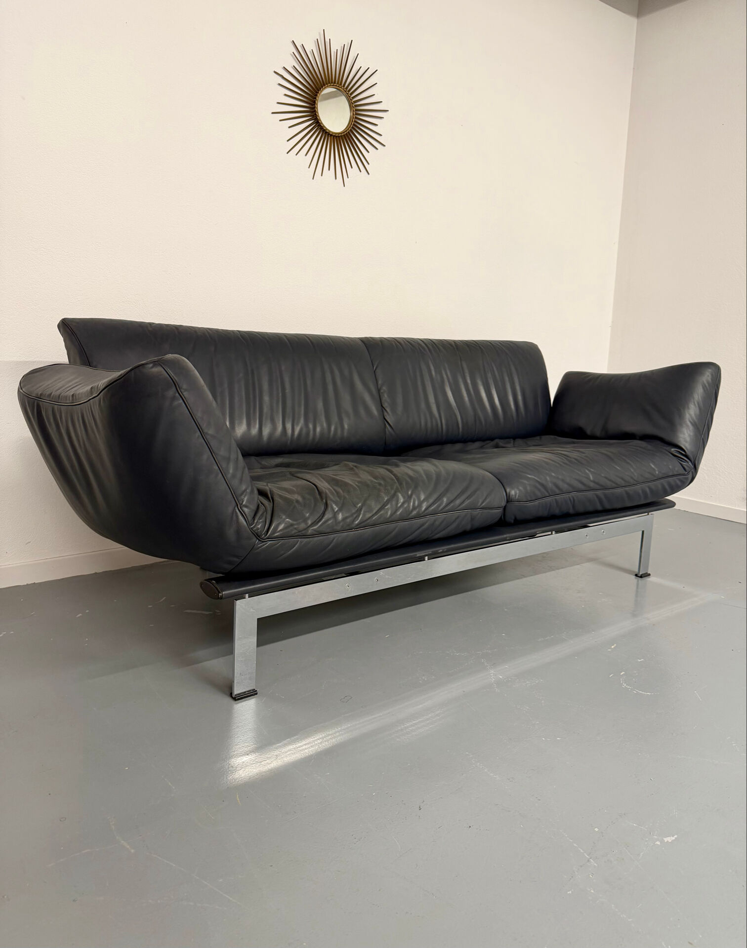 De Sede DS 140 midnight blue 3-seater vintage leather sofa 1980s design