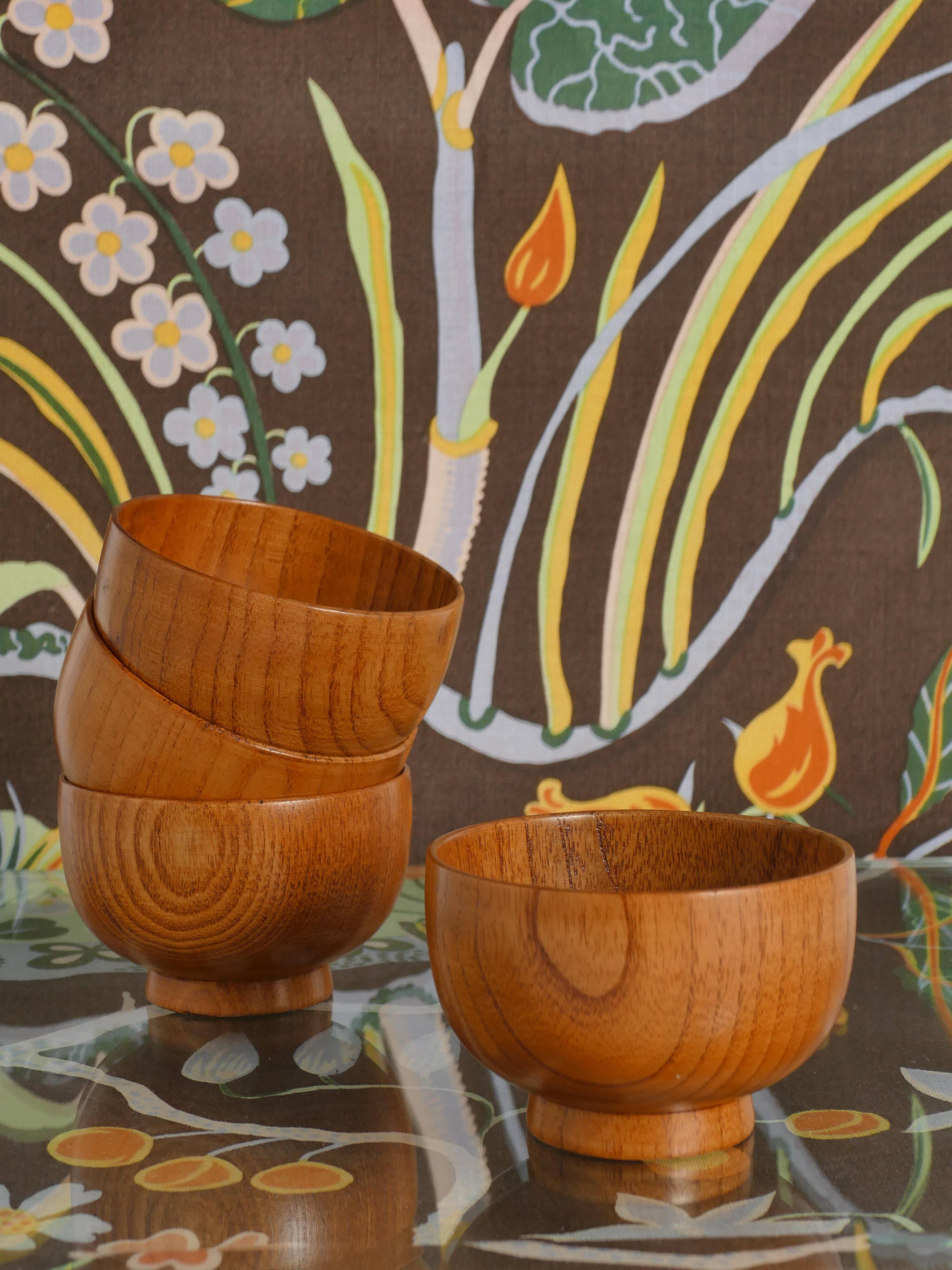 Mid-Century Modern Teak Wood Bowls, Sweden, Set of 4