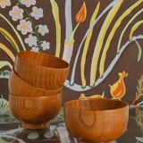 Mid-Century Modern Teak Wood Bowls, Sweden, Set of 4