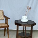 Pedestal table or small octagonal side table quadripod base with modernist spacer