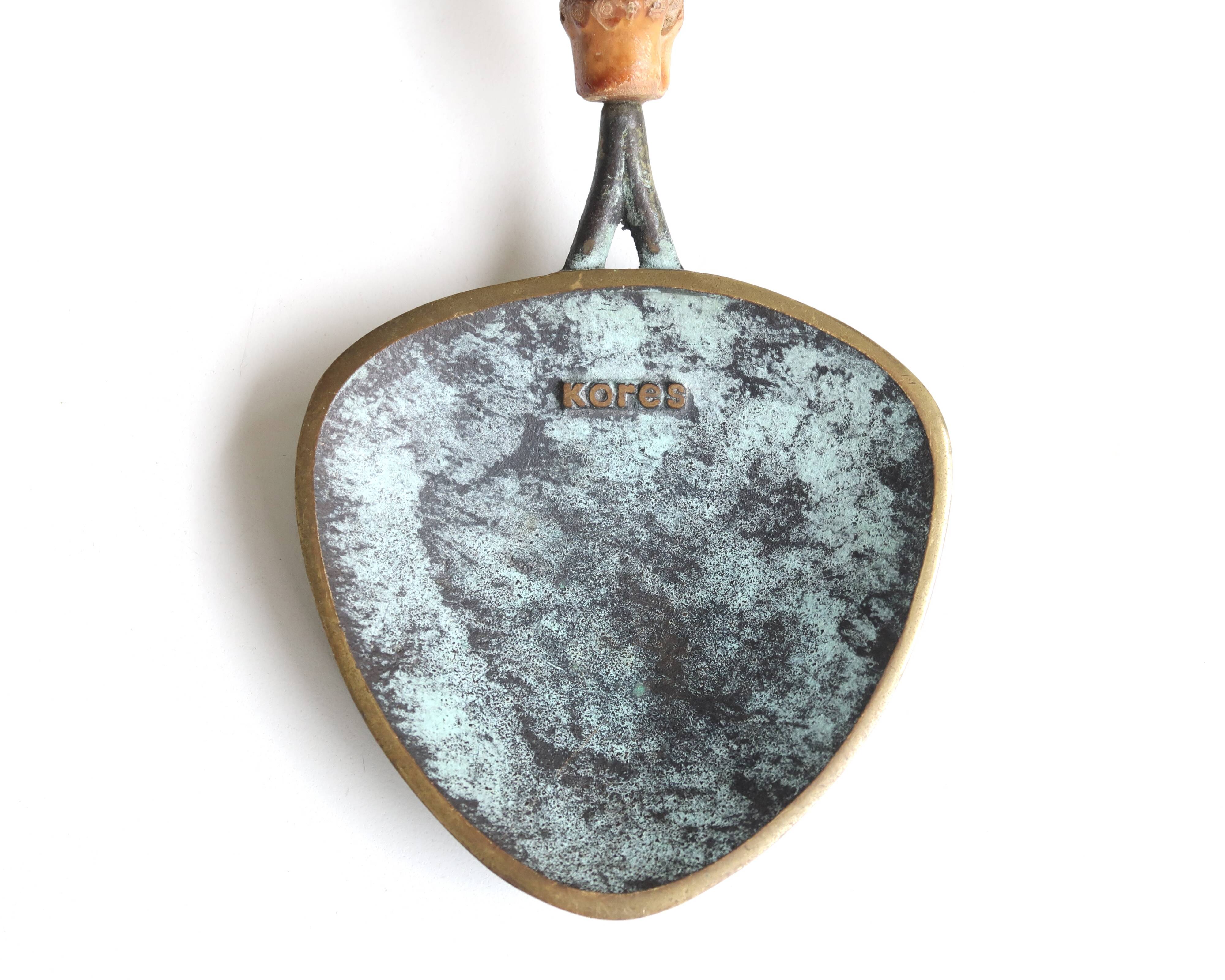 Austrian pocket tray in bronze and bamboo handle