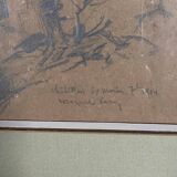 Drawing on paper by Léon Broquet Chatillon-sur-Morin Marne 1914