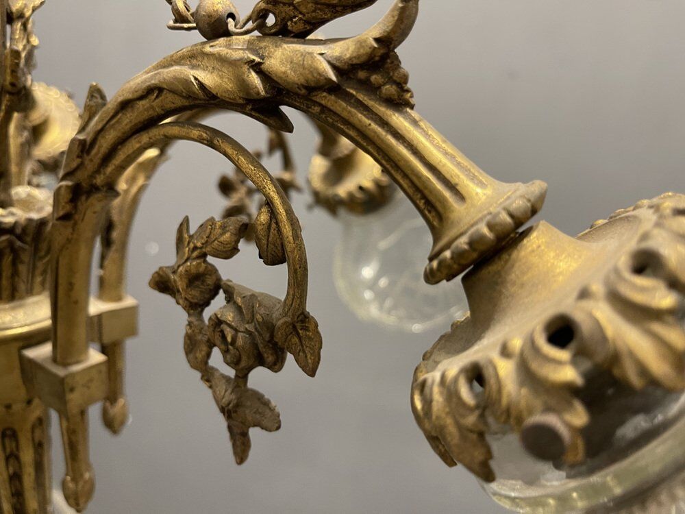 Italian Liberty Bronze Chandelier, 1940s