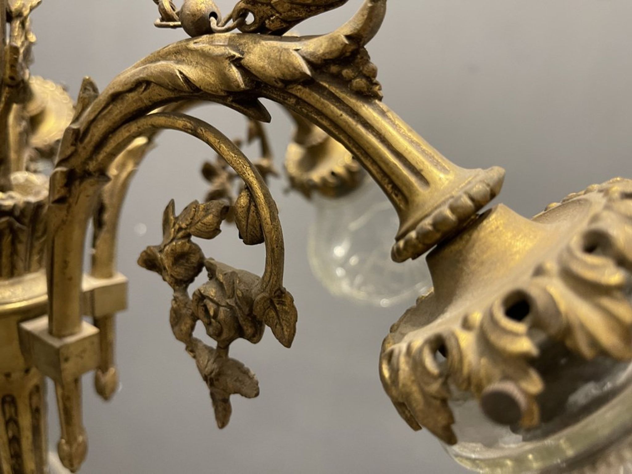 Italian Liberty Bronze Chandelier, 1940s