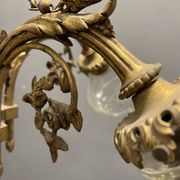 Italian Liberty Bronze Chandelier, 1940s