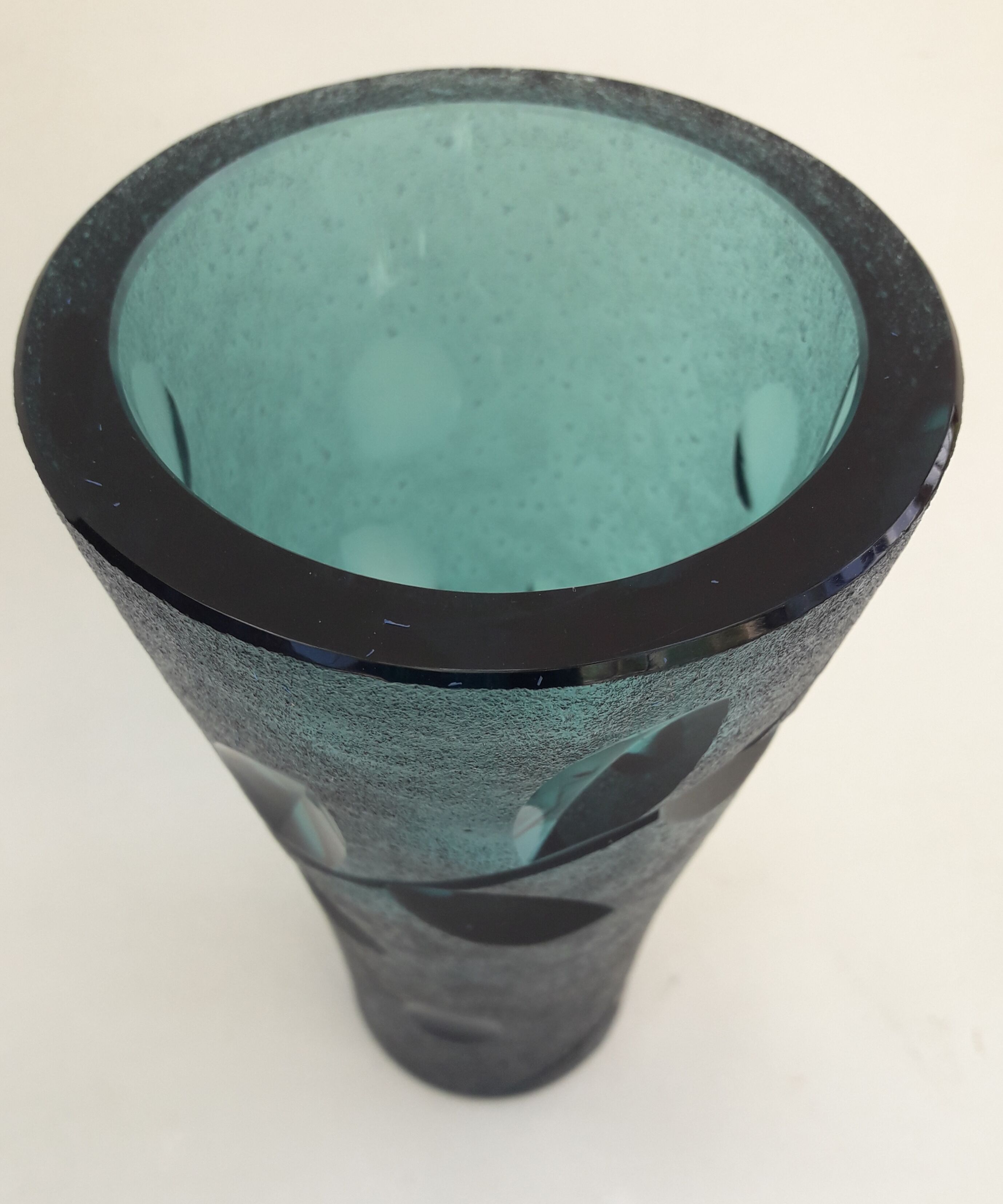 Vintage vase thick glass midnight blue