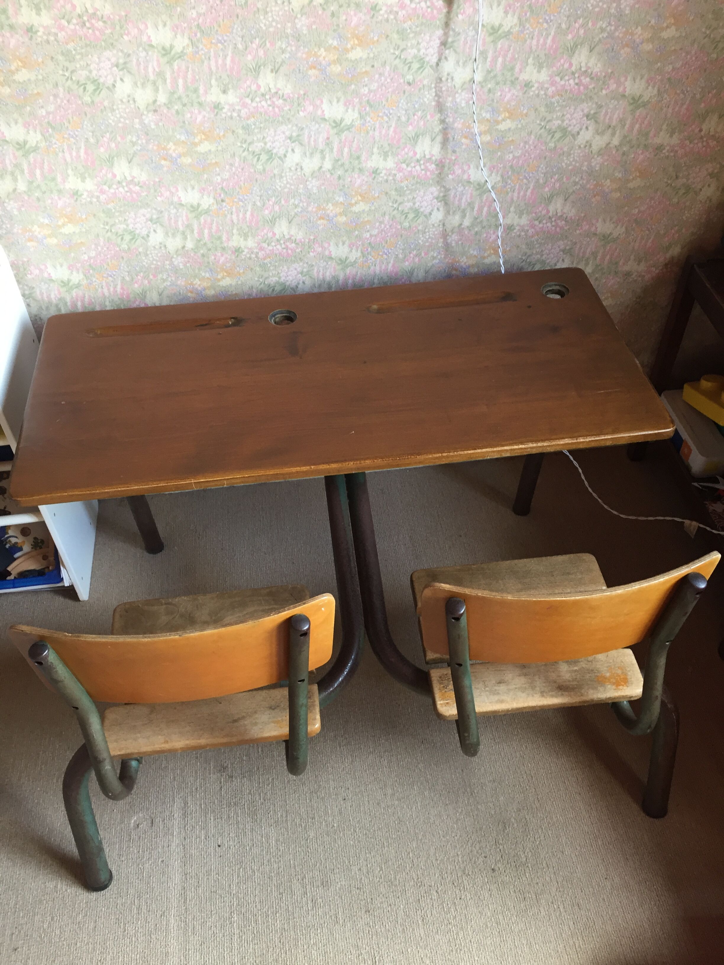 double schoolboy desk -vintage-