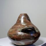 Small handmade brutalist vase in glazed ceramic from the early 2000s