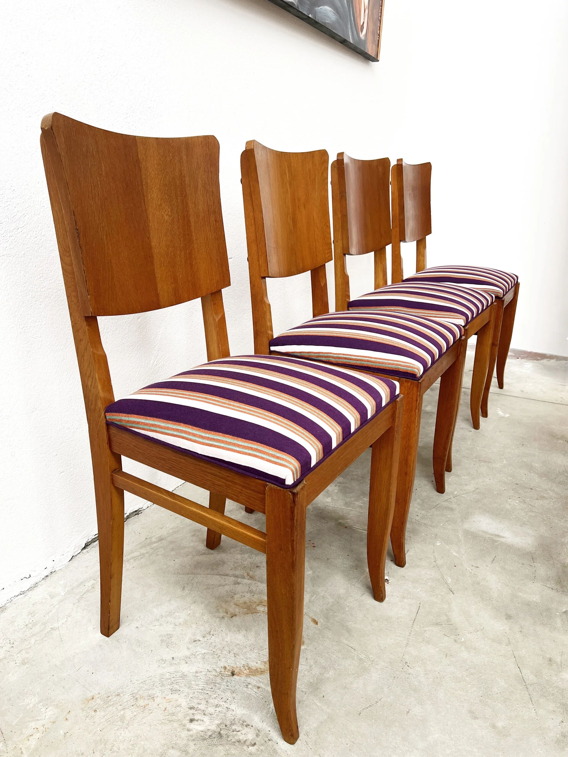 6 striped fabric chairs from the 1950s