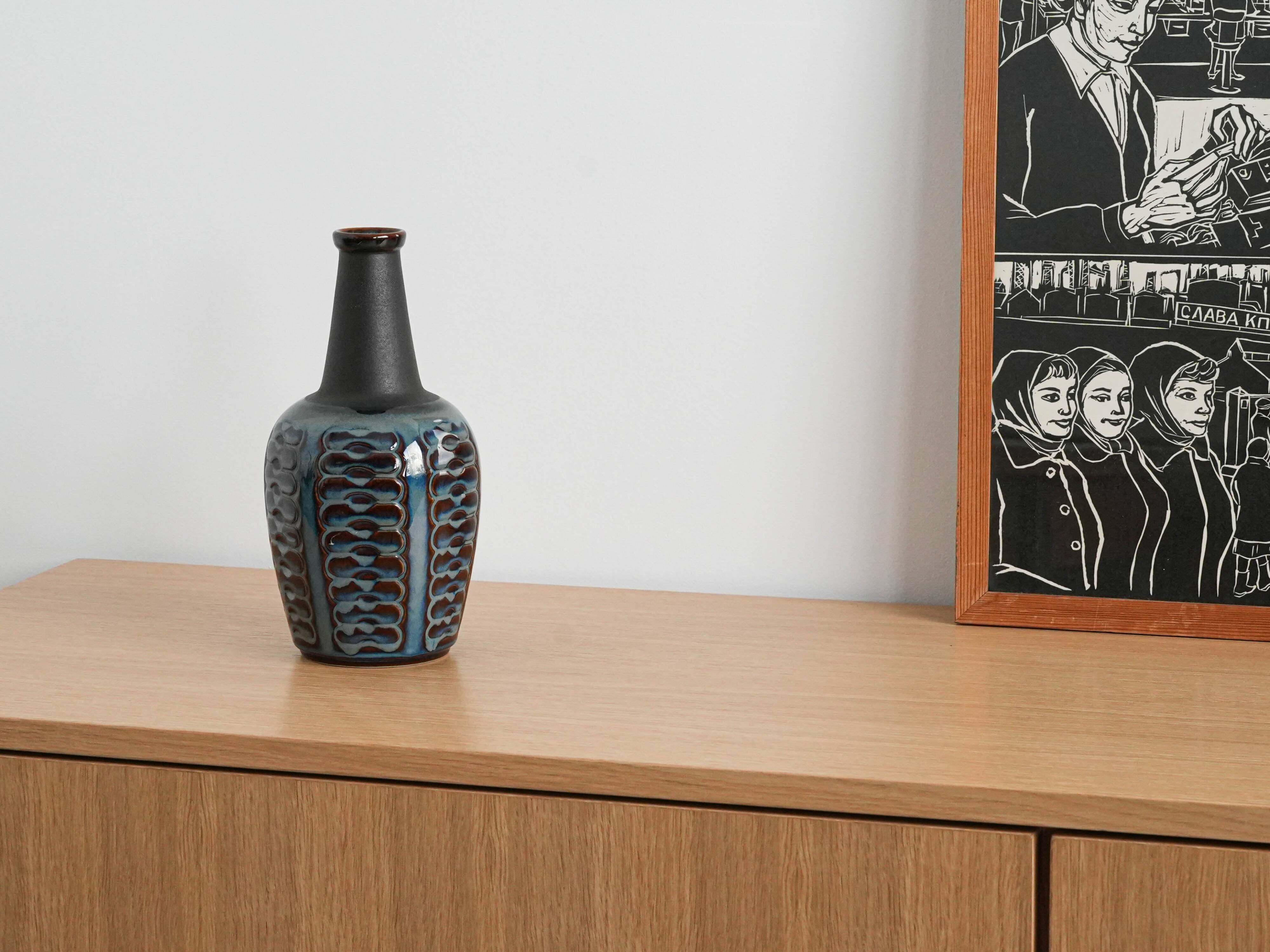 Stoneware vase, Danish design, 1970s, production: Søholm