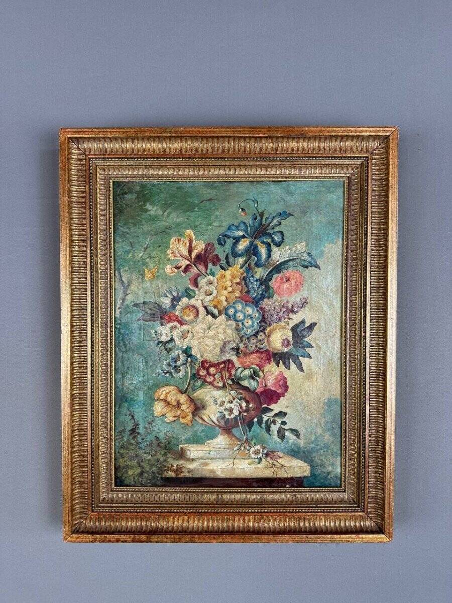 Oil on Canvas Painting Floral Still Life, London, 19th Century