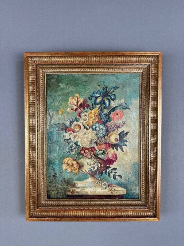 Tableau Huile Sur Toile Nature Morte Florale, Londres, XIXe Siècle
