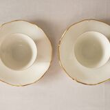 Set of 2 Sologne porcelain coffee cups, white and gold