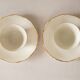 Set of 2 Sologne porcelain coffee cups, white and gold