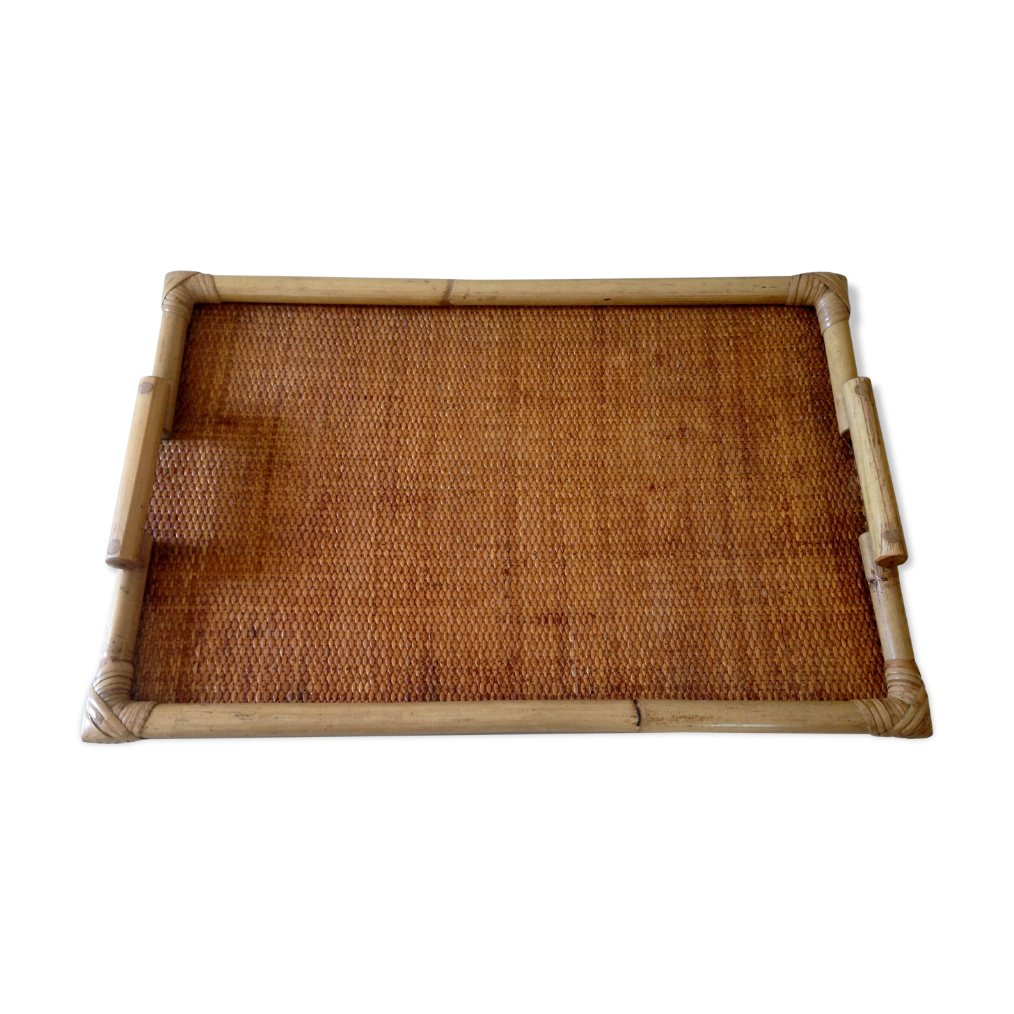 Vintage rattan serving tray