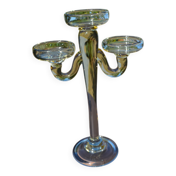 Large blown glass chandelier with bubbles