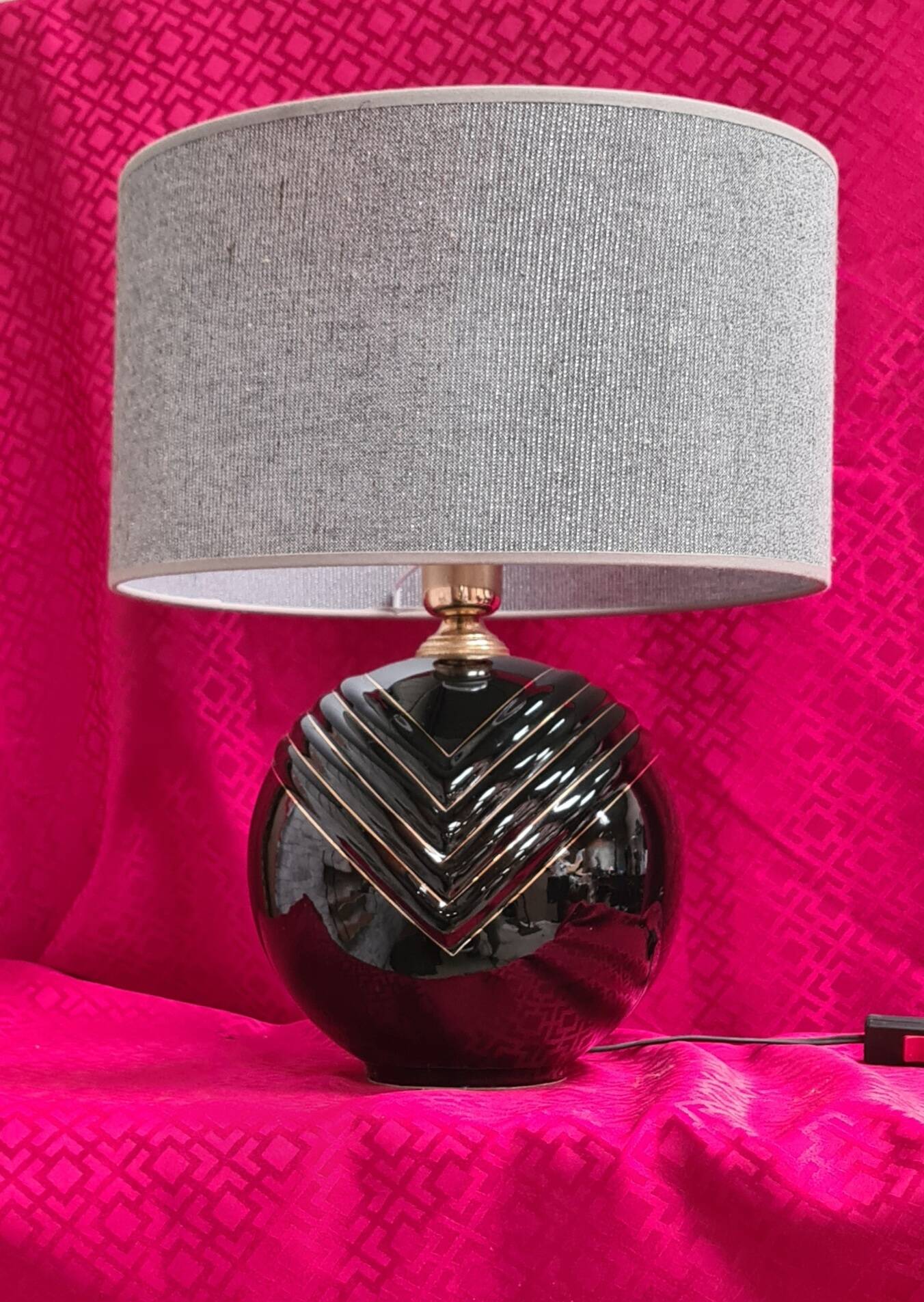 70s ceramic ball lamp with edging h42x35 elec ok check