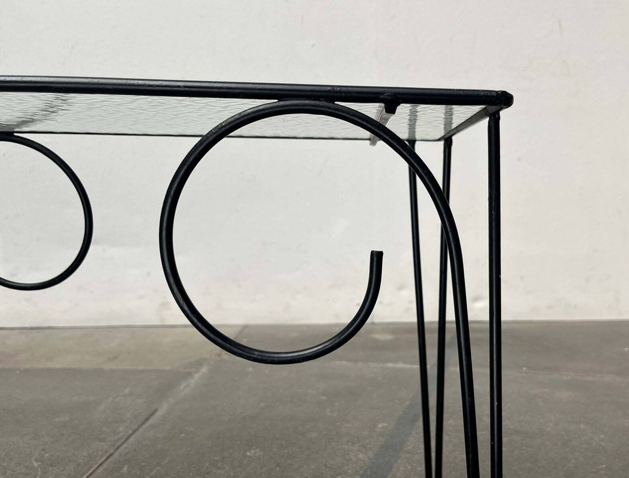 1960s Danish style glass side table String, mid-century.