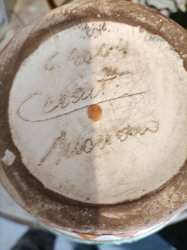 Vase ansé décor floral signé Cerart Monaco