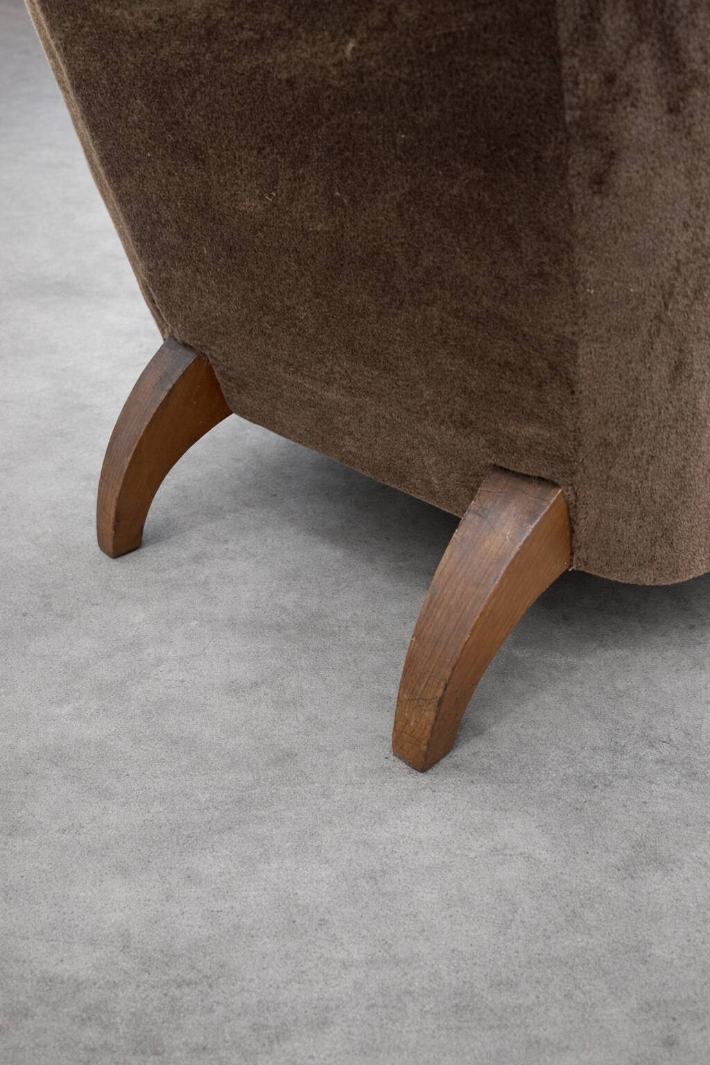 1930s Art Deco mohair velvet armchair