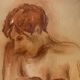 Signed pastel painting, female portrait, Belle Epoque “The Corset”