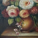 Oil on panel by B. Vogel still life 20th century gilded frame