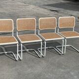 Suite de 4 chaises modèle Cesca b32 en blanc par Marcel Breuer 1987