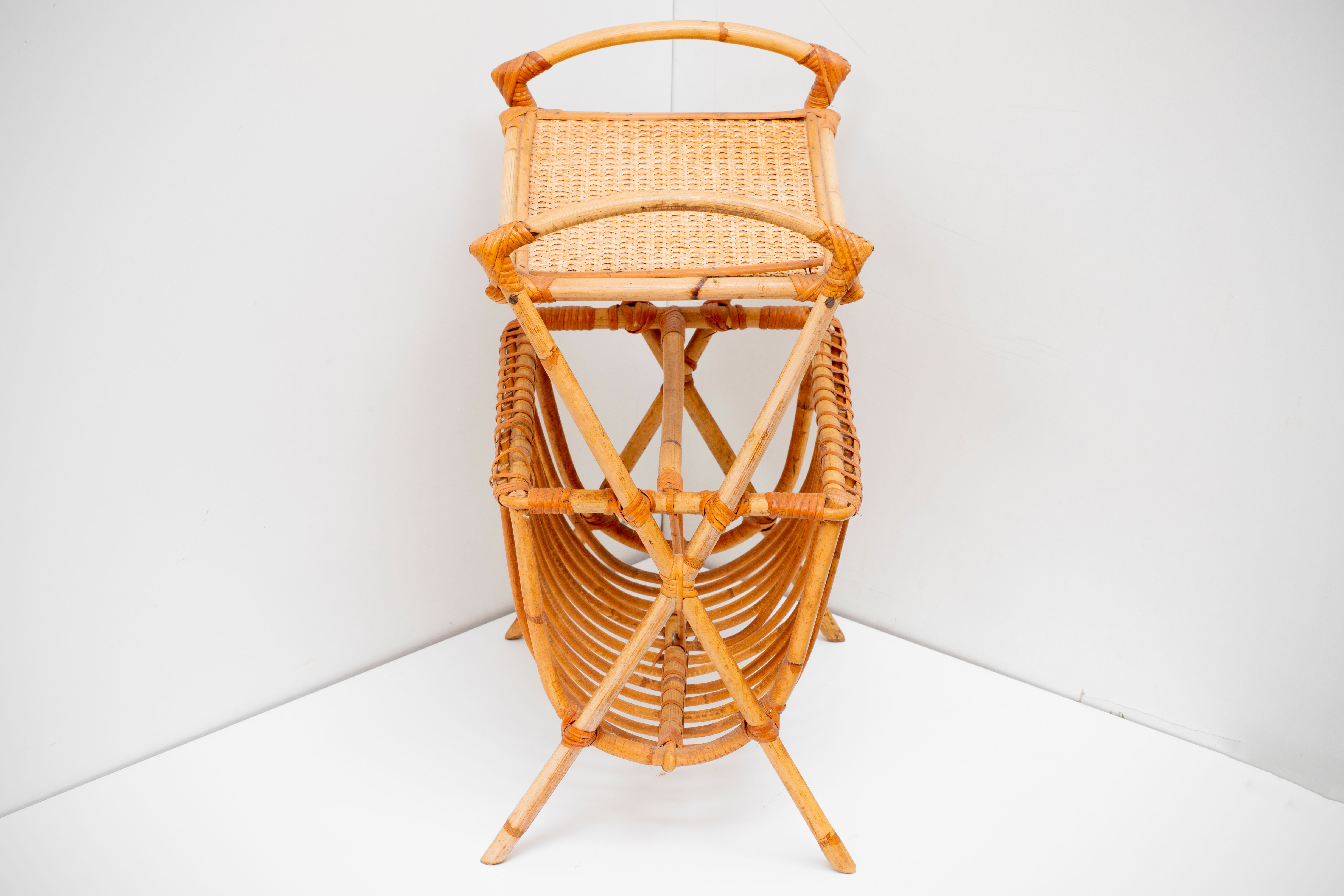 Rattan and caning magazine rack