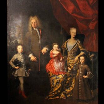 Lucia Casalini Torelli, Portrait of the Italian Noble Family of Zanardi, 1740, Oil on Canvas