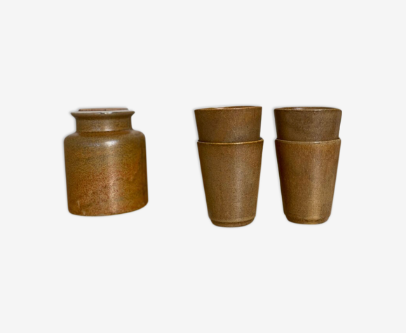 Tasses gobelets en grès Digoin vintage